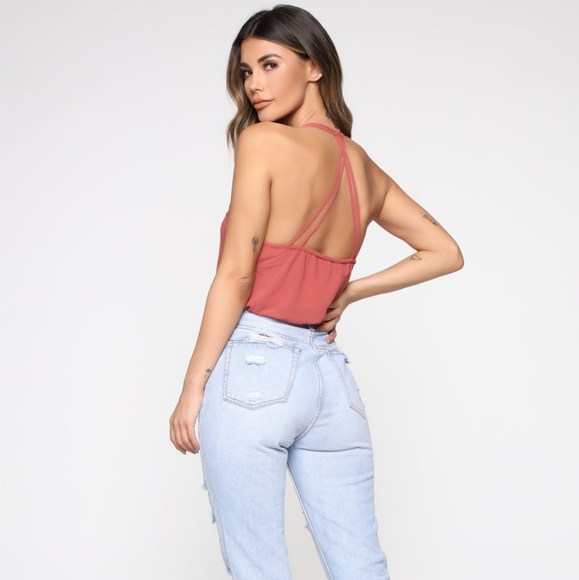 Fashion Nova I'll Take It From Here Cutout Bodysuit Rust Orange - Picture 2 of 9